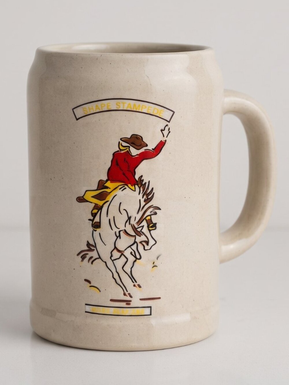 Vintage GERZ Shape Stampede Cowboy .5L Stoneware Beer Stein W Germany 5.25”
